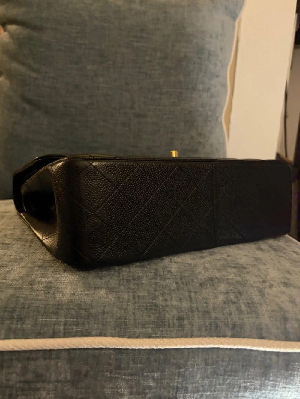 Chanel classic jumbo double flap black caviar handbag